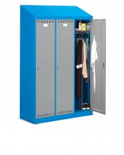FAN250301 - PERFOM típusú öltözőszekrény ferdetetővel és kiegészítőkkel - DIM. MM W=1195 D=500 H=1940 - Szín: kék + szürke RAL5012+RAL7000