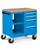 FCBH32004 - FLEXA típusú mobil munkahely kiegészítőkkel és 25 mm-es Multiplex munkalappal - EH=19+19 4 fiókkal - DIM. MM W=937 D=600 H=910